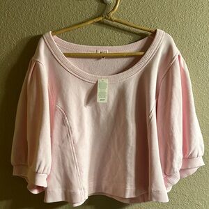 Aerie Pink Short Sleeve Sweater w/ balloon sleeves